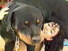 Mulher transando com dois cachorros rottweiler