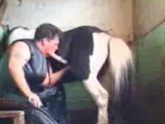 Mulher gorda escrota fazendo boquete para um pônei